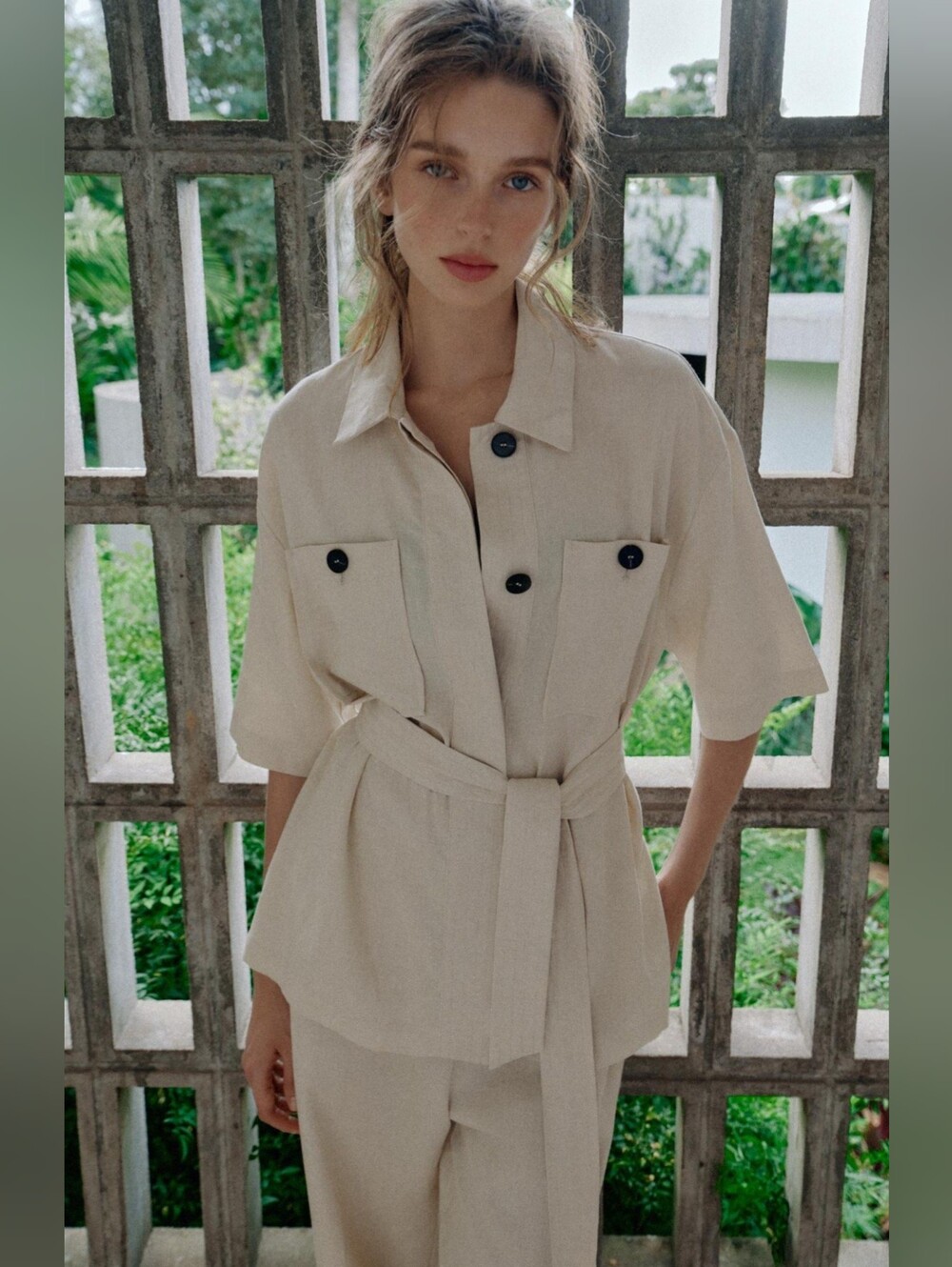 Zara Belted  Linen  Jacket  Size M